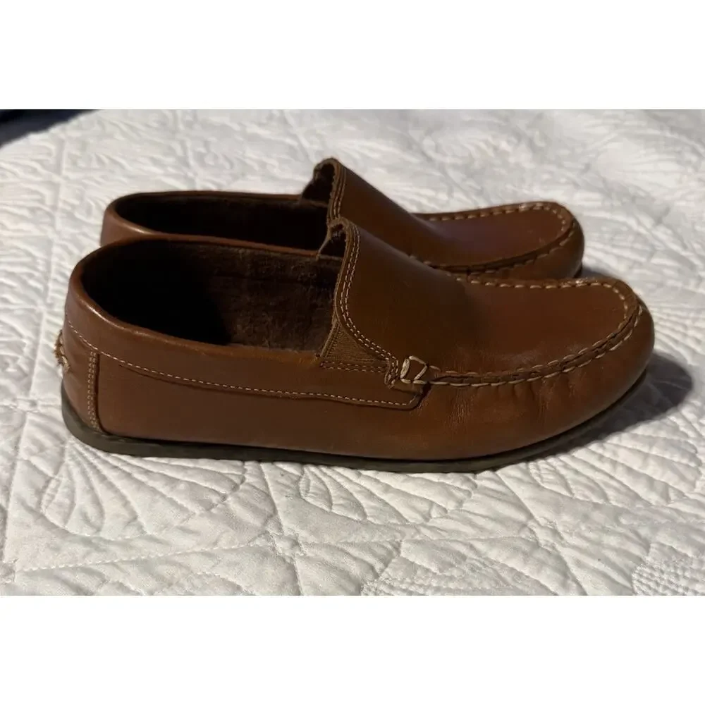 Florsheim Boys Chestnut Brown Leather Slip-On Loafers